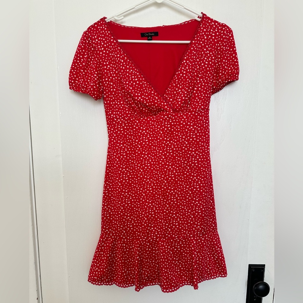 Red polka dot dress!